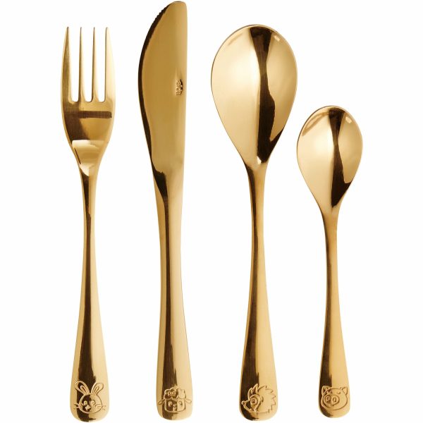 Atelier børnebestik 4 dele guld