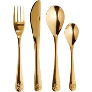 Atelier børnebestik 4 dele guld