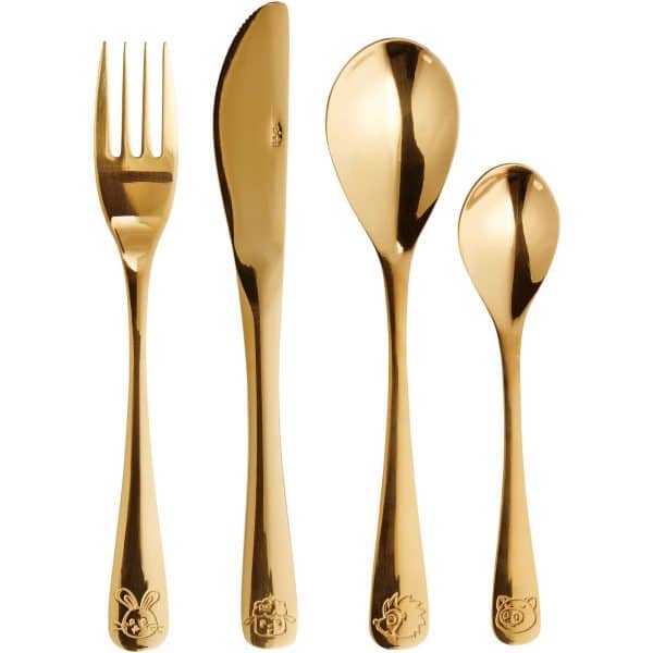 Atelier børnebestik 4 dele guld