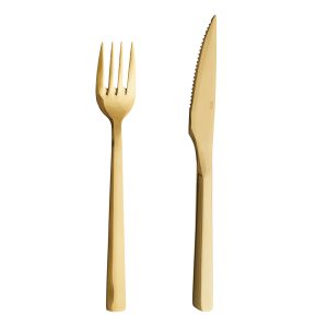 Steaksæt, 8 dele - guldfarvet