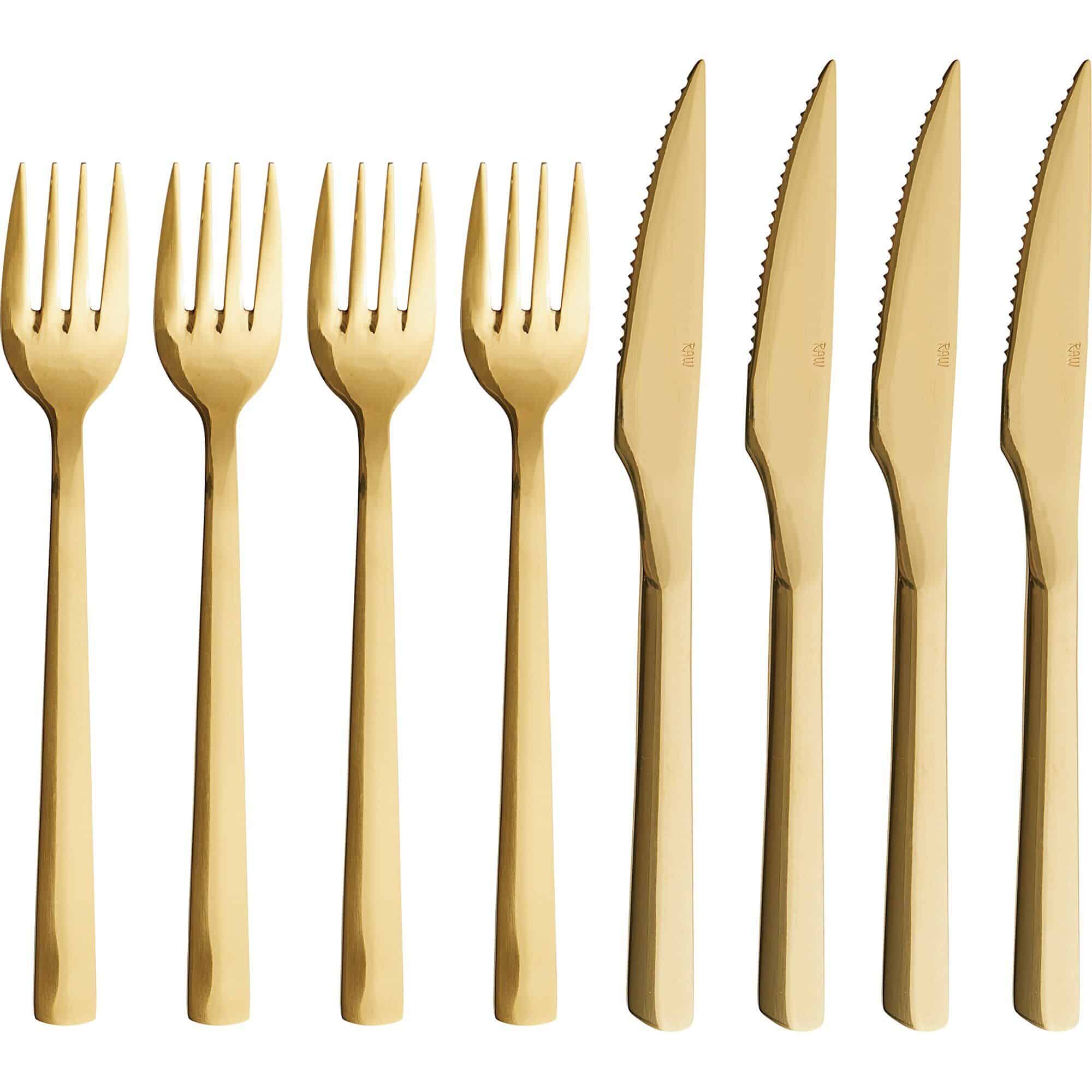 Aida RAW grillbestik, guld, 8 dele
