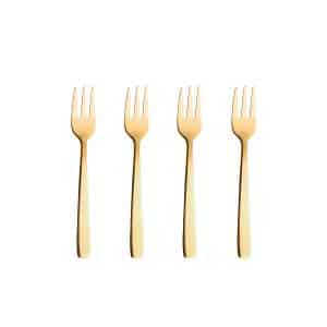 Kagegaffel sæt, guldfarvet - 4 stk.