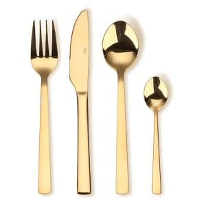 Bestik, 16 dele - guldfarvet