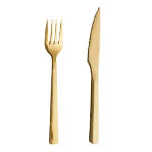 Steaksæt, 8 dele - guldfarvet